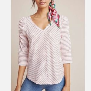 ANTHROPOLOGIE Maeve Striped V-Neck Top